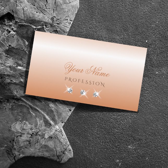 Tarjeta De Visita Shimmery Coral Ombre Sparkling Diamonds Elegante (Subido por el creador)