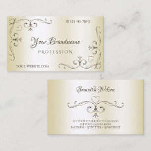 Tarjeta De Visita Shimmery Cream Ornate Corner Borders Ornamental