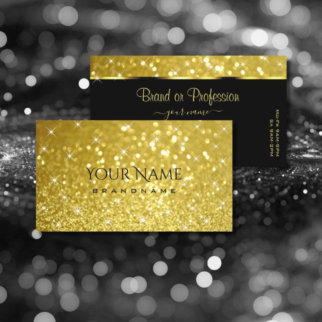 Tarjeta De Visita Shimmery Gold Purpurina Sparkling Stars Luxurious (Subido por el creador)