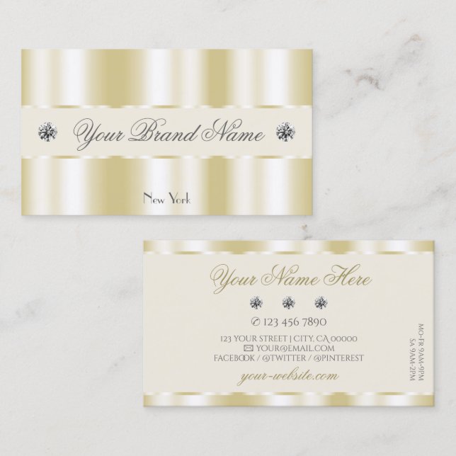 Tarjeta De Visita Shimmery Gold Sparkle Diamonds Lujoso Glam (Anverso / Reverso)