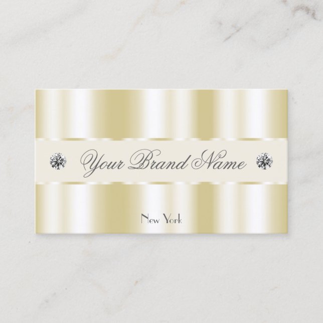 Tarjeta De Visita Shimmery Gold Sparkle Diamonds Lujoso Glam (Anverso)