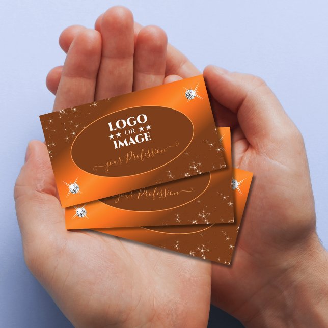 Tarjeta De Visita Shimmery Naranja Cute Purpurina Estrellas Joyas Añ (Subido por el creador)