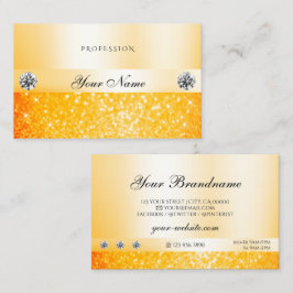 Tarjeta De Visita Shimmery Naranja Sparkle Purpurina Diamantes Lujos