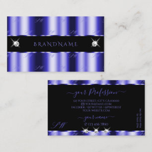 Tarjeta De Visita Shimmery Royal Blue Black Sparkle Jewels Monograma