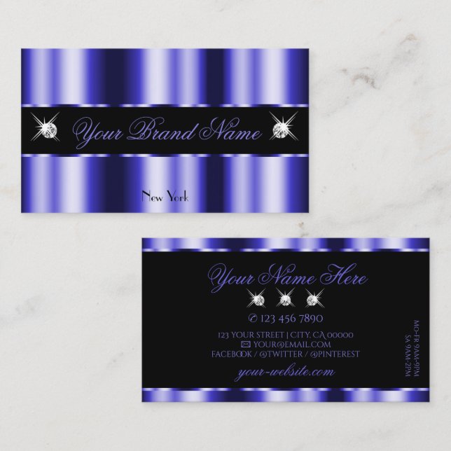 Tarjeta De Visita Shimmery Royal Blue Esparkle Jewels Elegante (Anverso / Reverso)