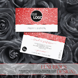 Tarjeta De Visita Shimmery Ruby Red Purpurina Sparkle Stars add Logo