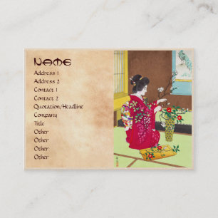 Tarjeta De Visita Shiro Kasamatsu Ikebana Japón florece escena de l