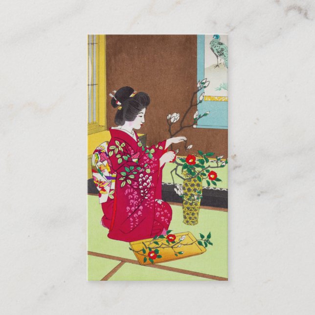 Tarjeta De Visita Shiro Kasamatsu Ikebana japón flores escena de la  (Anverso)