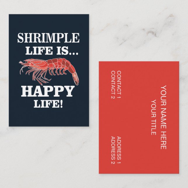 Tarjeta De Visita Shrimp Fish Seafood Restaurant Shrimp (Anverso / Reverso)