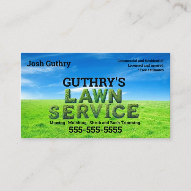 Tarjeta De Visita Shrubs Bliss Lawn Service Business Card (Anverso)
