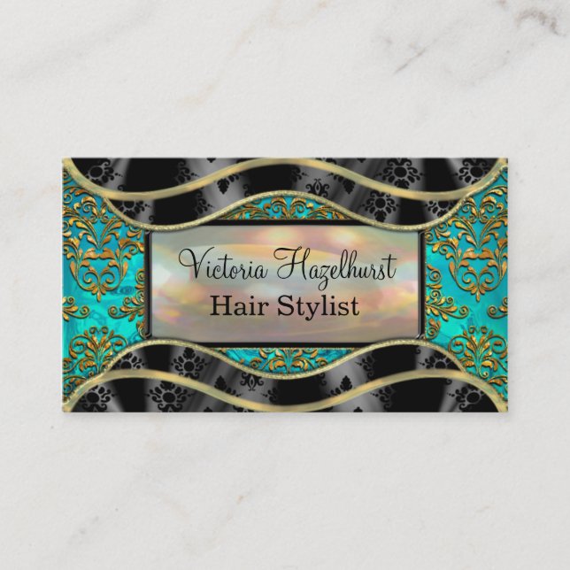Tarjeta De Visita Shyvee Damask Elegant Professional 2" (Anverso)