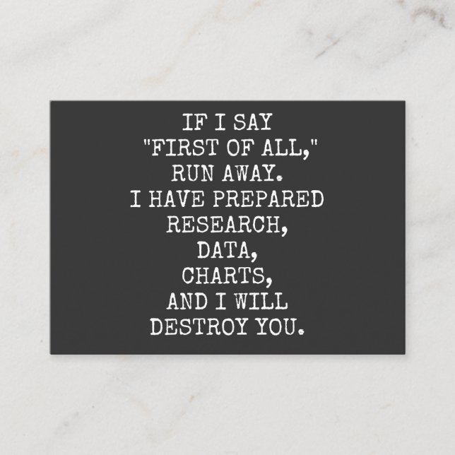 Tarjeta De Visita Si digo primero que nada, huye, (Anverso)