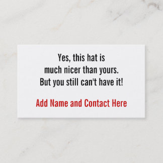 Tarjeta De Visita Sí, este gorra es más agradable….