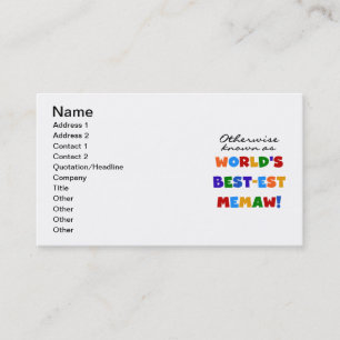 Tarjeta De Visita Si no conocido como Mejor-est Memaw del mundo