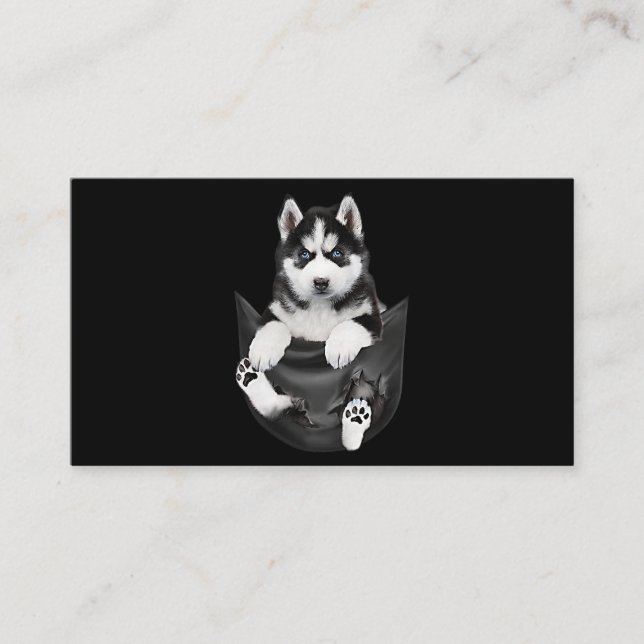 Tarjeta De Visita Siberian Husky In Pocket Puppy (Anverso)