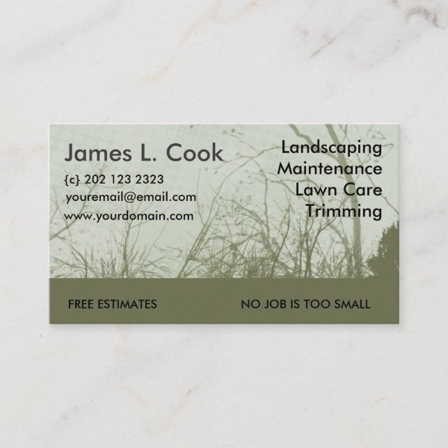 Tarjeta De Visita Siega verde elegante moderna del cuidado del (Anverso)