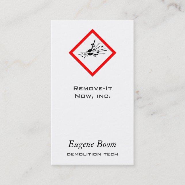 Tarjeta De Visita Signo de advertencia explosiva (Anverso)