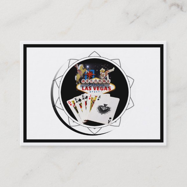 Tarjeta De Visita Signo de bienvenida Chip de póquer negro (Anverso)