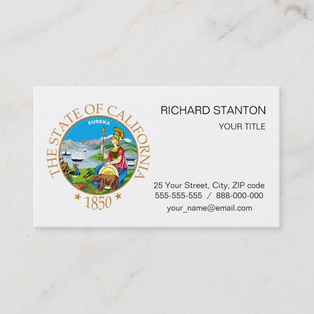 Tarjeta De Visita Signo de California (Anverso)