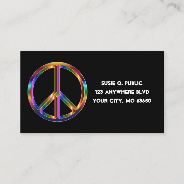 Tarjeta De Visita Signo de paz cromado (Anverso)