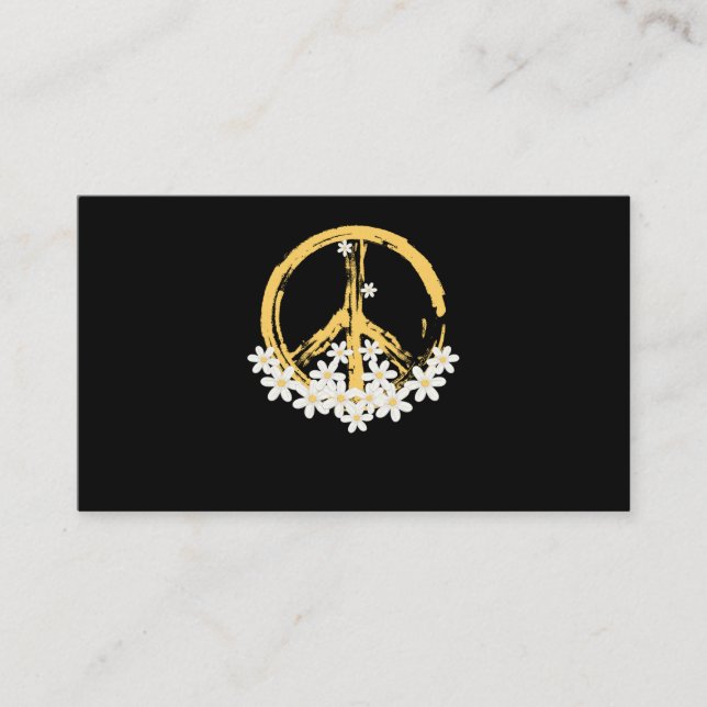 Tarjeta De Visita Signo de paz Daisy Hippie Gardening (Anverso)