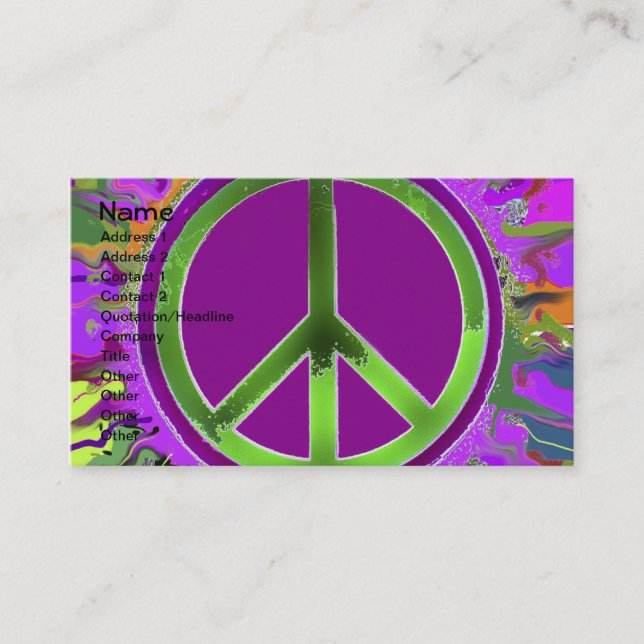 Tarjeta De Visita Signo de paz de SUPER Groovy (Anverso)