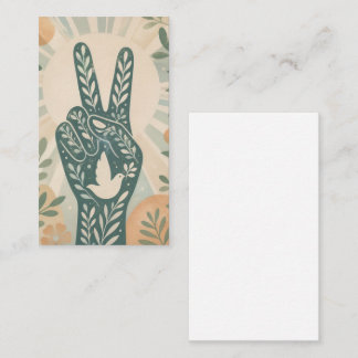 Tarjeta De Visita Signo de Paz Floral Retro y Arte de Paloma Sol Bo