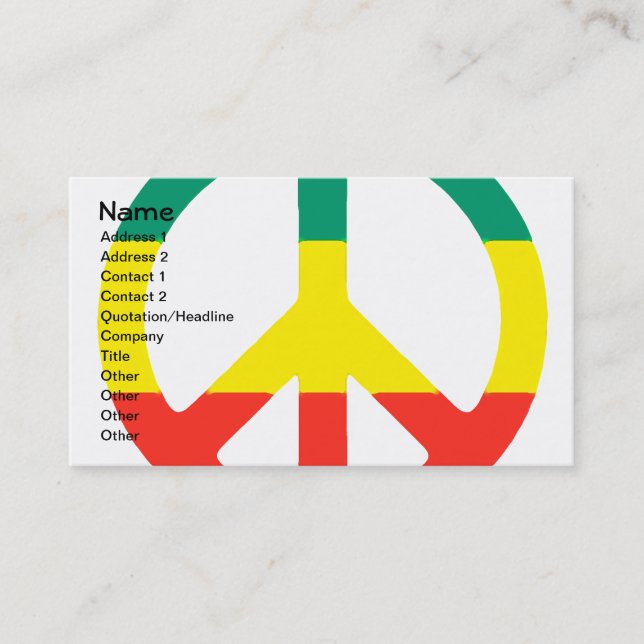 Tarjeta De Visita Signo de paz rastafari (Anverso)