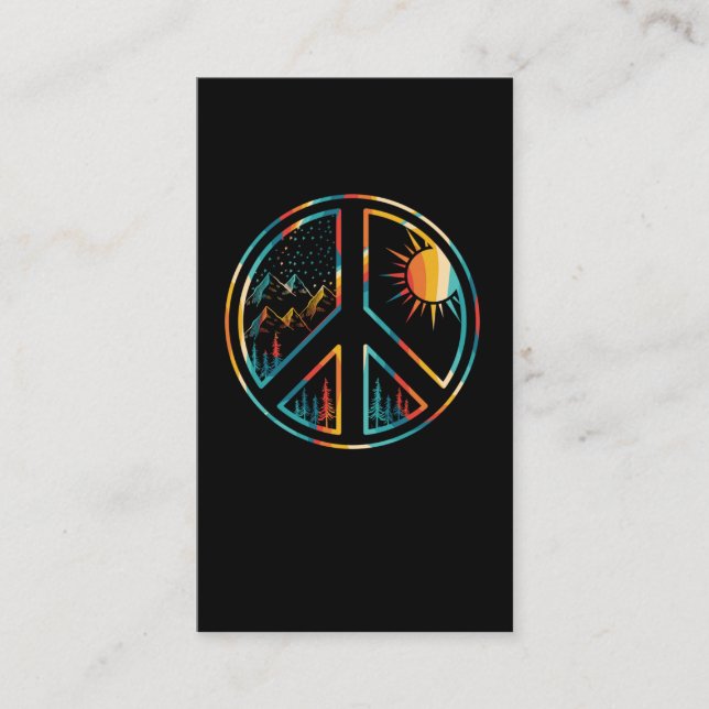 Tarjeta De Visita Signo de paz retro naturaleza Hippie Senderismo (Anverso)