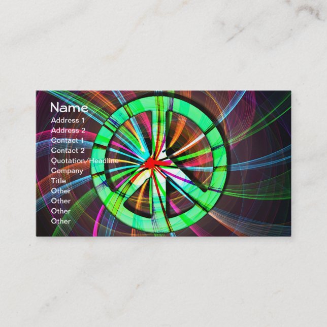 Tarjeta De Visita Signo de paz trippy psicodélico (Anverso)