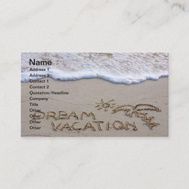 Tarjeta De Visita Signo de playa de vacaciones de ensueño (Anverso)