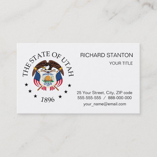 Tarjeta De Visita Signo de Utah (Anverso)
