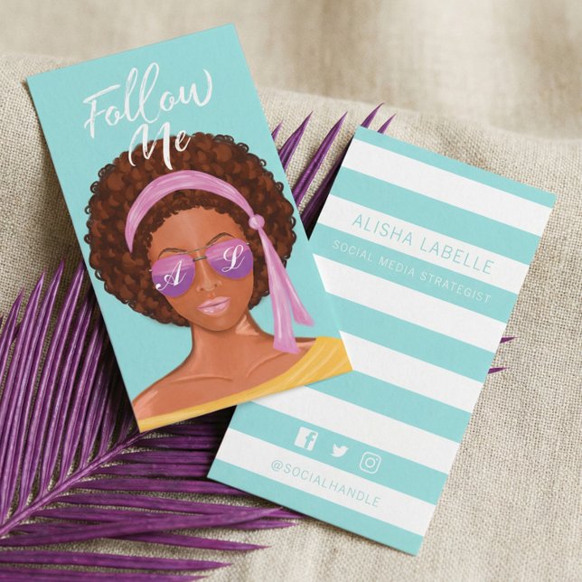 Tarjeta De Visita Sígueme los modernos medios sociales de belleza de (Girl Boss Content Creator Social Media Influencer Business Card)