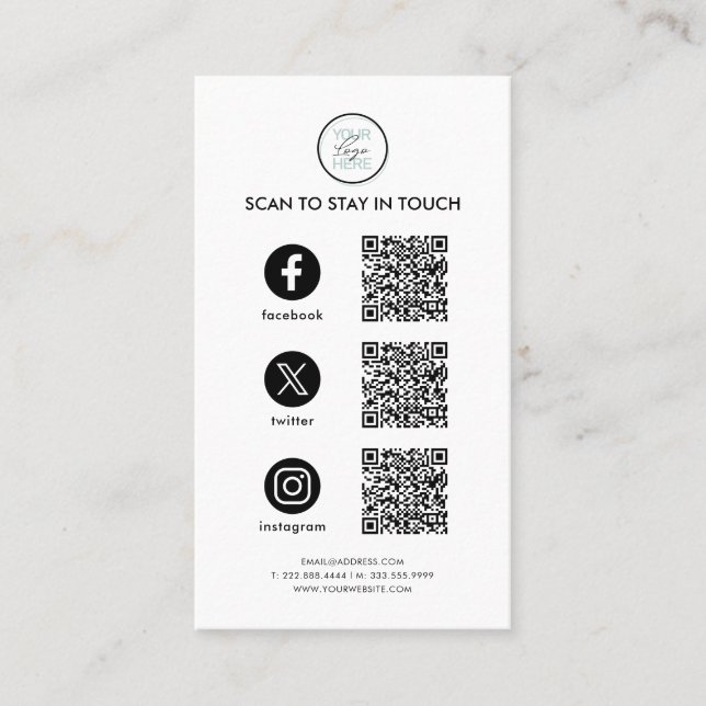 Tarjeta De Visita Síguenos Código QR en Medios Sociales (Anverso)