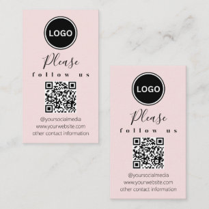 Tarjeta De Visita Síguenos   Código QR   Rosa Rubor moderno