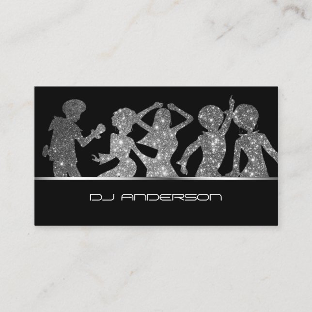 Tarjeta De Visita Sihouettes de baile profesional para DJ (Anverso)