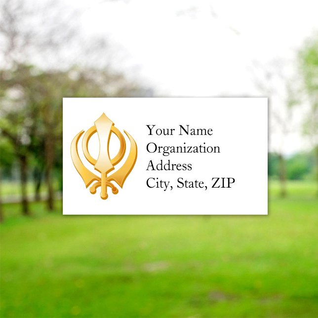 Tarjeta De Visita Sikh 3,5" x 2" (Sikh Business Card, Gold Khanda, symbol of the Sikh Religion.
)