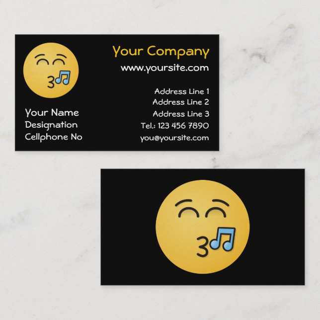 Tarjeta De Visita Silbando cara con ojos sonrientes (Anverso / Reverso)
