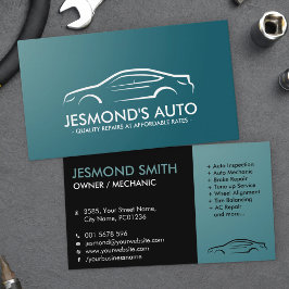 Tarjeta De Visita Silhouette automática - Mecánico de coches