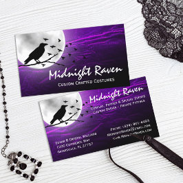 Tarjeta De Visita Silhouette Black Crow Raven en Moon Edgy Gothic