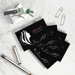 Tarjeta De Visita Silhouette blanca de cabello y belleza ID873