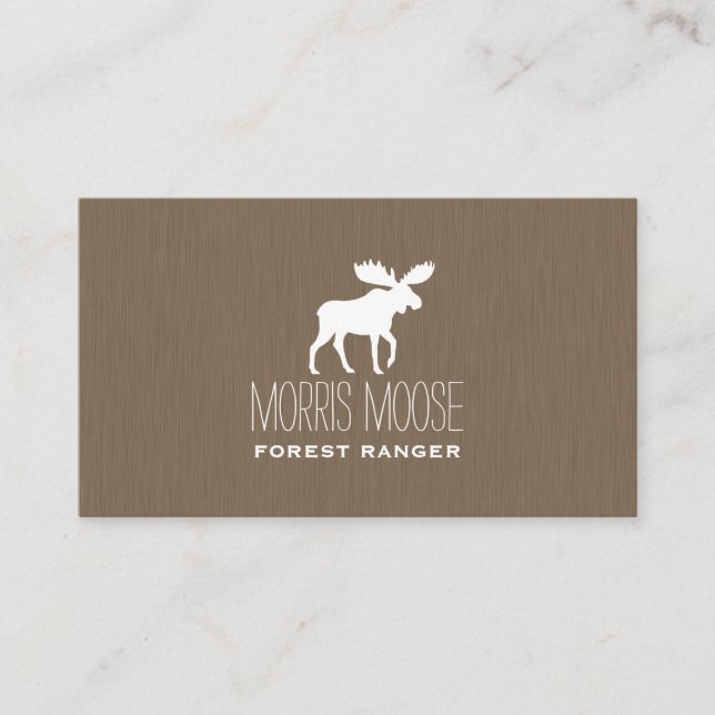Tarjeta De Visita Silhouette blanca moose | Moderno sencillo (Anverso)