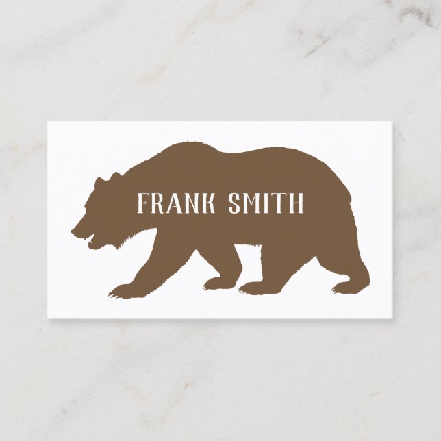Tarjeta De Visita Silhouette Brown Grizzly Bear (Anverso)