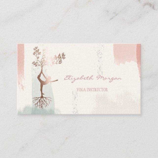 Tarjeta De Visita Silhouette de árbol moderno, salto de pincel de co (Anverso)