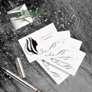 Tarjeta De Visita Silhouette de belleza y pelo negro ID873