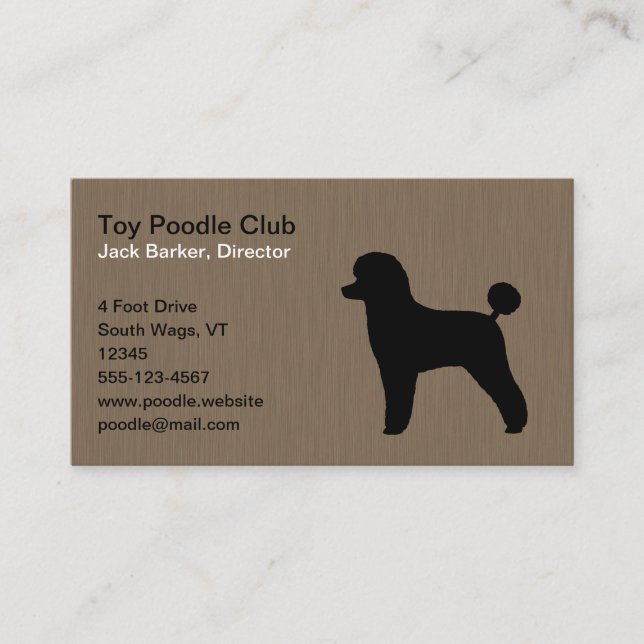 Tarjeta De Visita Silhouette de Black Toy Poodle (Anverso)