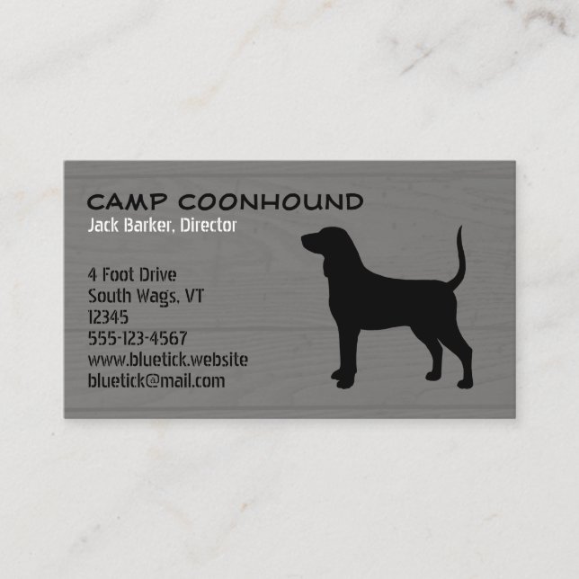 Tarjeta De Visita Silhouette de Bluetick Coonhound sobre el estilo d (Anverso)