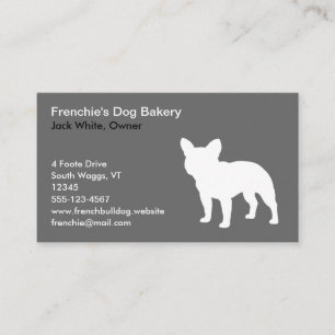 Tarjeta De Visita Silhouette de Bulldog blanco francés   Gris canino