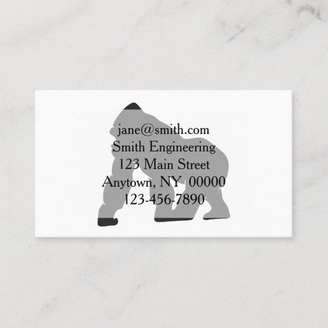 Tarjeta De Visita Silhouette de gorila (Anverso)