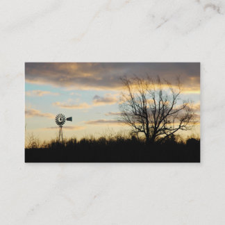 Tarjeta De Visita Silhouette de la granja con ramas de árbol del par